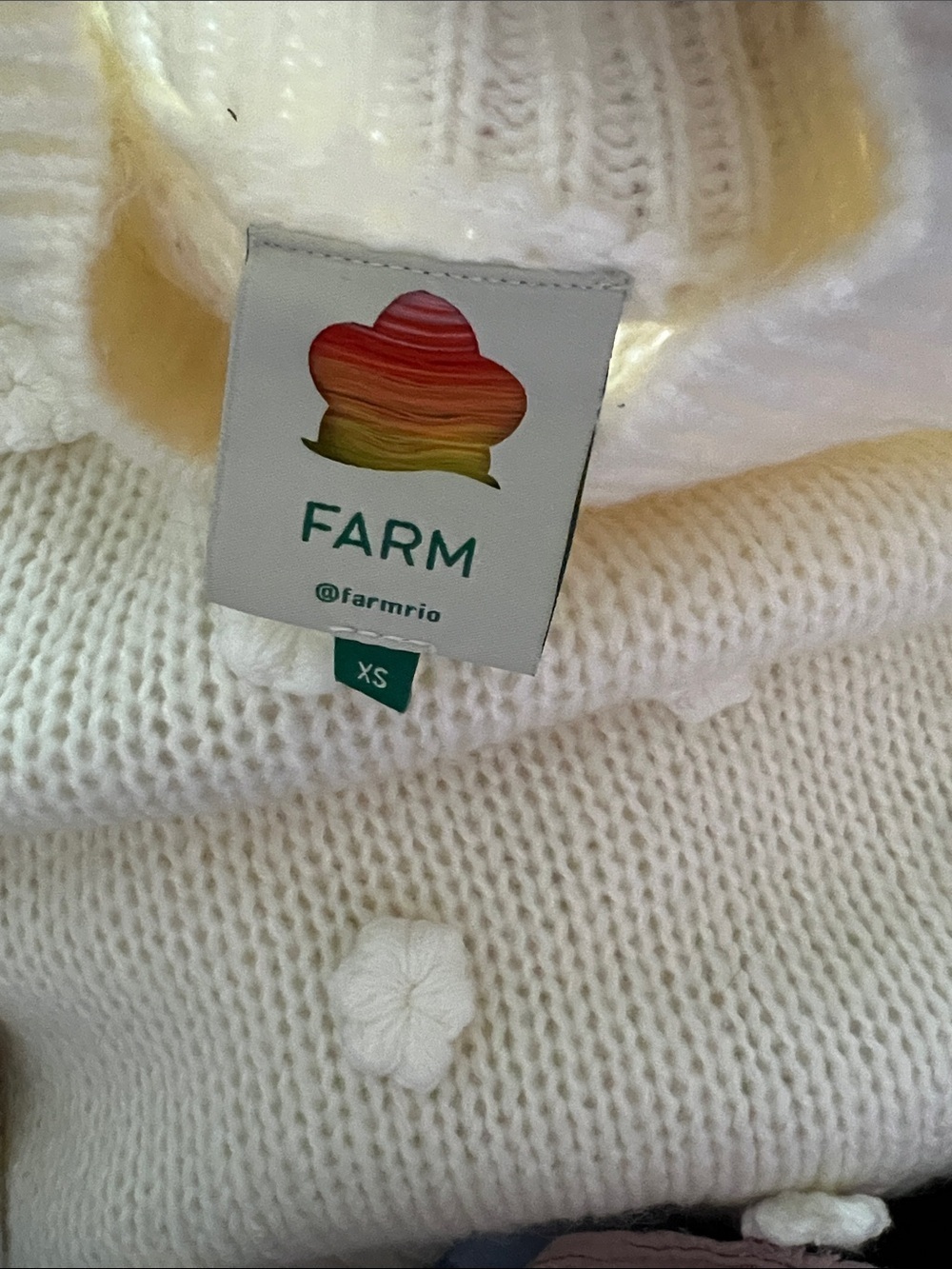 NWOT Farm Rio Floral Applique Lantern-Sleeve Sweater XS - Picture 4 of 11